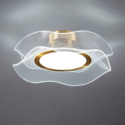 Modern Luxury Flower Metal Aluminum Acrylic LED Semi-Flush Mount Ceiling Light For Bedroom
