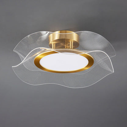 Modern Luxury Flower Metal Aluminum Acrylic LED Semi-Flush Mount Ceiling Light For Bedroom