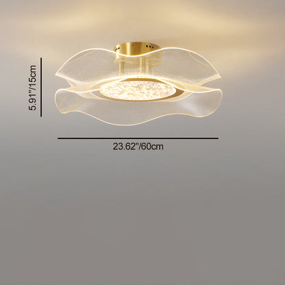 Modern Luxury Flower Metal Aluminum Acrylic LED Semi-Flush Mount Ceiling Light For Bedroom