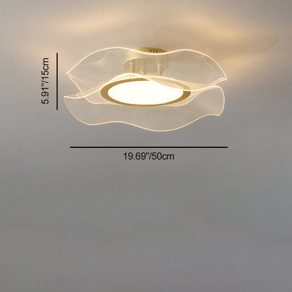 Modern Luxury Flower Metal Aluminum Acrylic LED Semi-Flush Mount Ceiling Light For Bedroom