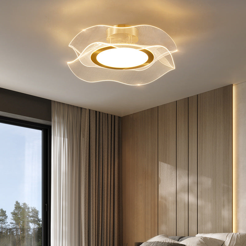 Modern Luxury Flower Metal Aluminum Acrylic LED Semi-Flush Mount Ceiling Light For Bedroom