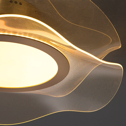 Modern Luxury Flower Metal Aluminum Acrylic LED Semi-Flush Mount Ceiling Light For Bedroom