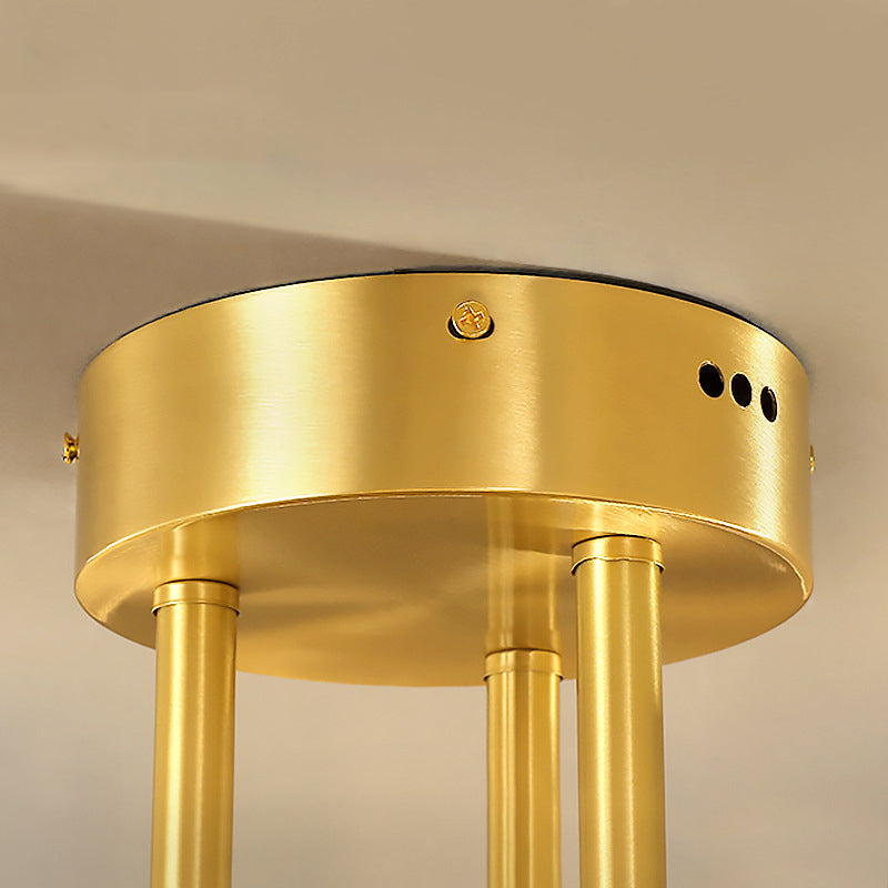 Modern Luxury Flower Metal Aluminum Acrylic LED Semi-Flush Mount Ceiling Light For Bedroom