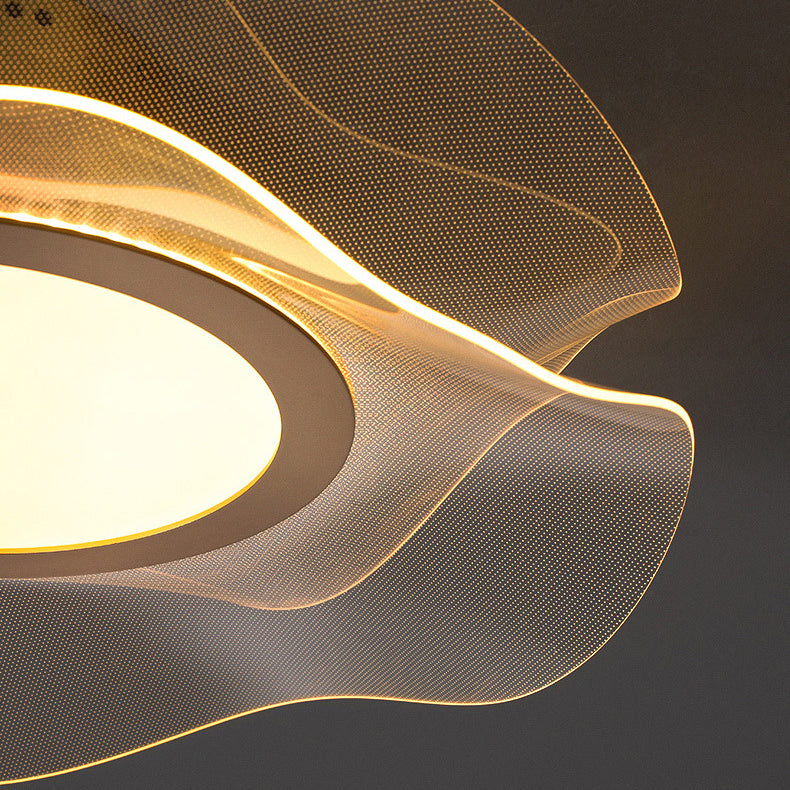 Modern Luxury Flower Metal Aluminum Acrylic LED Semi-Flush Mount Ceiling Light For Bedroom