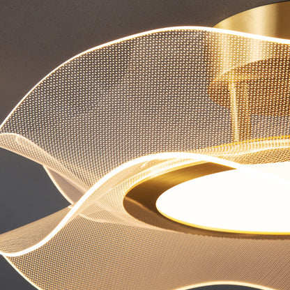 Modern Luxury Flower Metal Aluminum Acrylic LED Semi-Flush Mount Ceiling Light For Bedroom