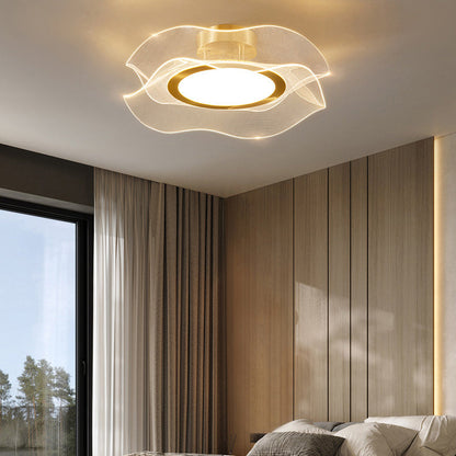 Modern Luxury Flower Metal Aluminum Acrylic LED Semi-Flush Mount Ceiling Light For Bedroom