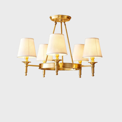 Traditional Rustic Cylinder Copper Fabric 5/6/8/10 Light Chandelier For Living Room