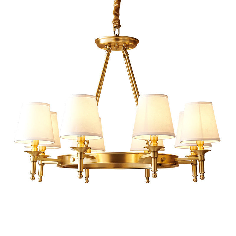Traditional Rustic Cylinder Copper Fabric 5/6/8/10 Light Chandelier For Living Room