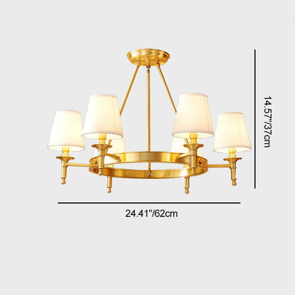 Traditional Rustic Cylinder Copper Fabric 5/6/8/10 Light Chandelier For Living Room