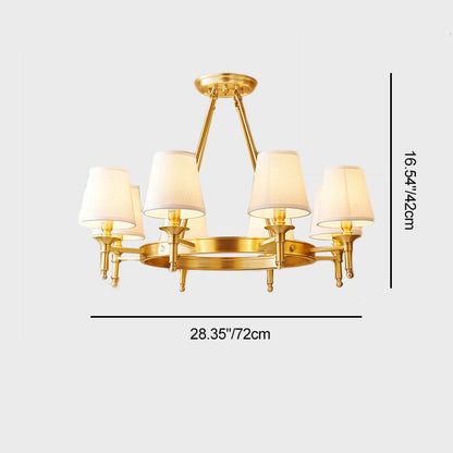 Traditional Rustic Cylinder Copper Fabric 5/6/8/10 Light Chandelier For Living Room