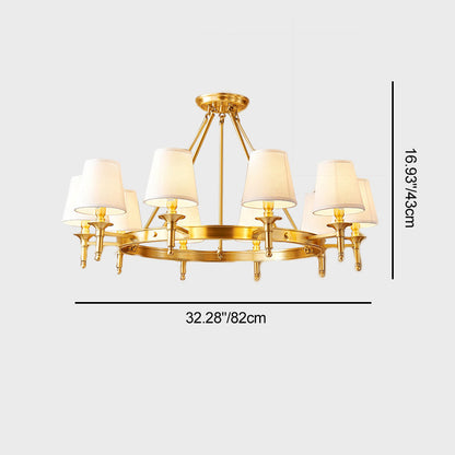 Traditional Rustic Cylinder Copper Fabric 5/6/8/10 Light Chandelier For Living Room