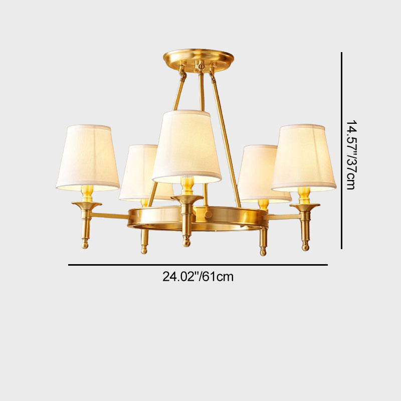 Traditional Rustic Cylinder Copper Fabric 5/6/8/10 Light Chandelier For Living Room