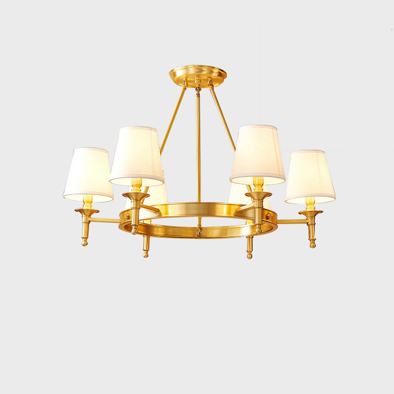 Traditional Rustic Cylinder Copper Fabric 5/6/8/10 Light Chandelier For Living Room