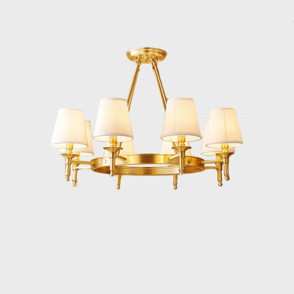 Traditional Rustic Cylinder Copper Fabric 5/6/8/10 Light Chandelier For Living Room