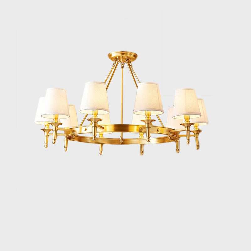Traditional Rustic Cylinder Copper Fabric 5/6/8/10 Light Chandelier For Living Room