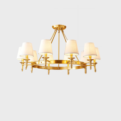Traditional Rustic Cylinder Copper Fabric 5/6/8/10 Light Chandelier For Living Room