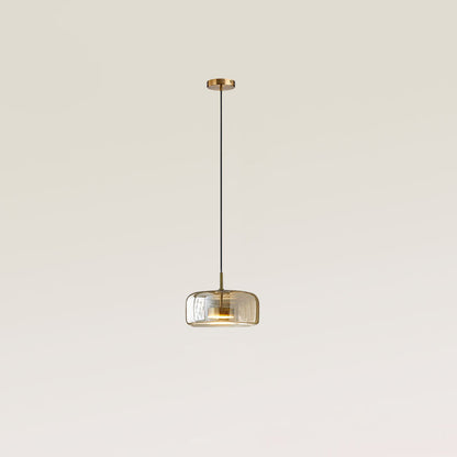 Contemporary Scandinavian Cylinder Iron Glass 1-Light Pendant Light For Bedroom