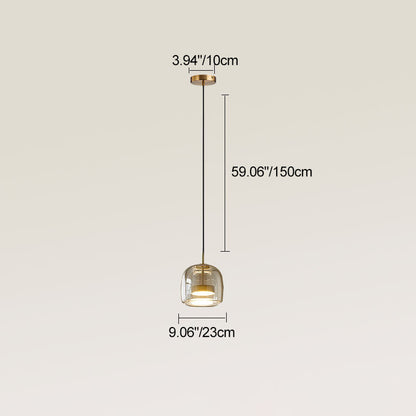 Contemporary Scandinavian Cylinder Iron Glass 1-Light Pendant Light For Bedroom
