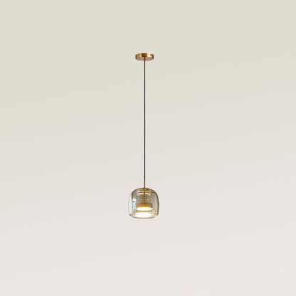 Contemporary Scandinavian Cylinder Iron Glass 1-Light Pendant Light For Bedroom