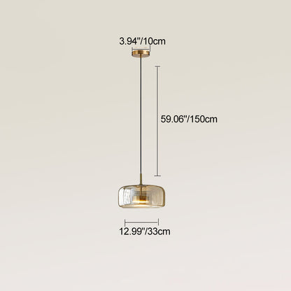 Contemporary Scandinavian Cylinder Iron Glass 1-Light Pendant Light For Bedroom