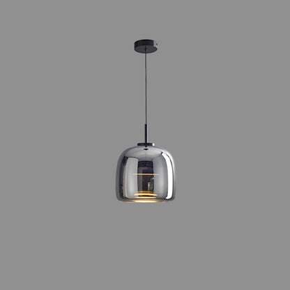 Contemporary Scandinavian Cylinder Copper Glass LED Pendant Light For Living Room