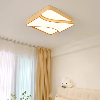 Contemporary Scandinavian Square Acrylic Metal LED Flush Mount Ceiling Light For Bedroom
