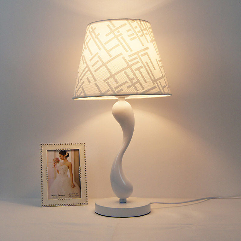 Contemporary Creative Frustum Cone Iron Fabric 1-Light Table Lamp For Bedroom