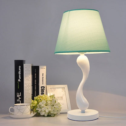 Contemporary Creative Frustum Cone Iron Fabric 1-Light Table Lamp For Bedroom