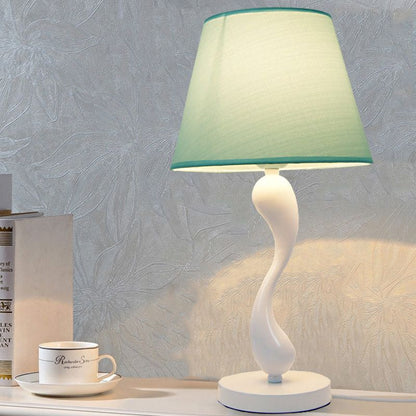 Contemporary Creative Frustum Cone Iron Fabric 1-Light Table Lamp For Bedroom