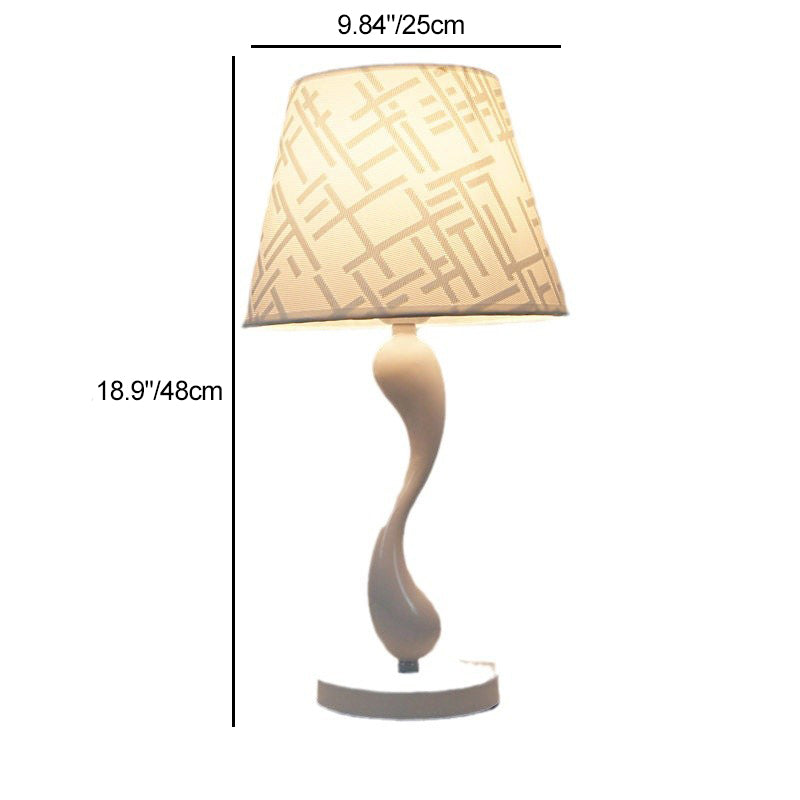 Contemporary Creative Frustum Cone Iron Fabric 1-Light Table Lamp For Bedroom