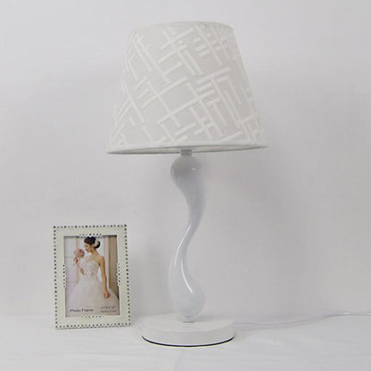 Contemporary Creative Frustum Cone Iron Fabric 1-Light Table Lamp For Bedroom