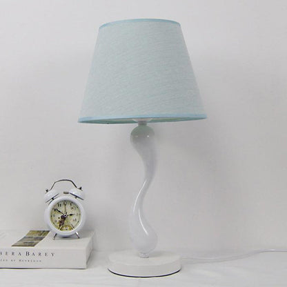 Contemporary Creative Frustum Cone Iron Fabric 1-Light Table Lamp For Bedroom