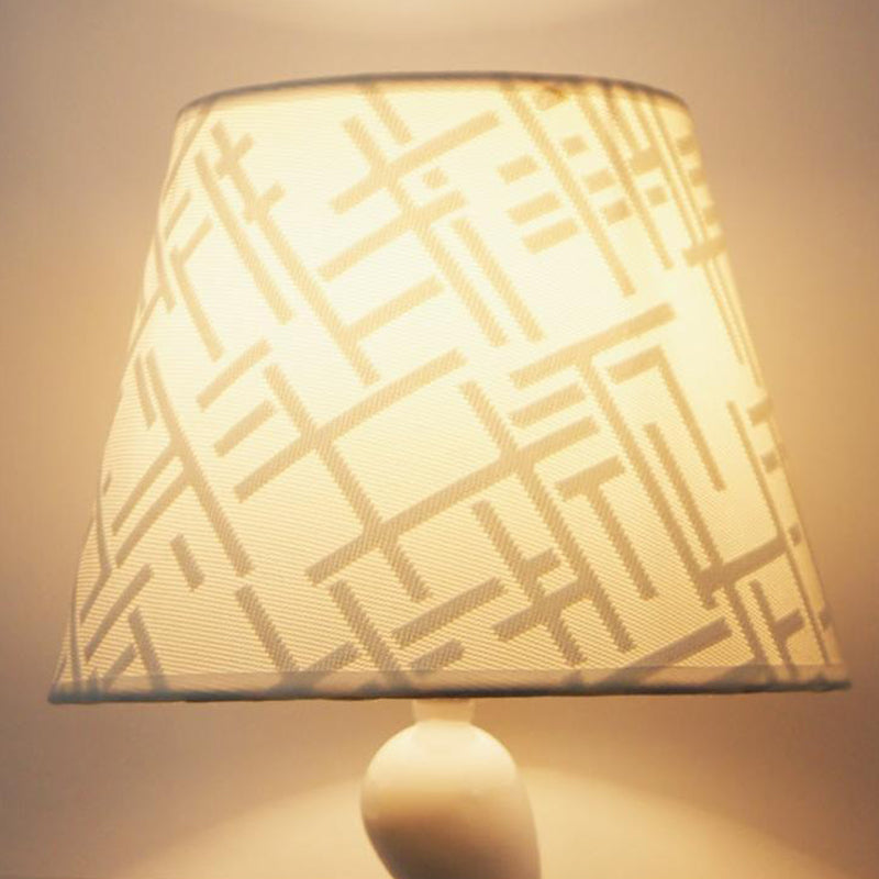 Contemporary Creative Frustum Cone Iron Fabric 1-Light Table Lamp For Bedroom