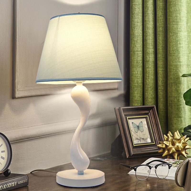 Contemporary Creative Frustum Cone Iron Fabric 1-Light Table Lamp For Bedroom