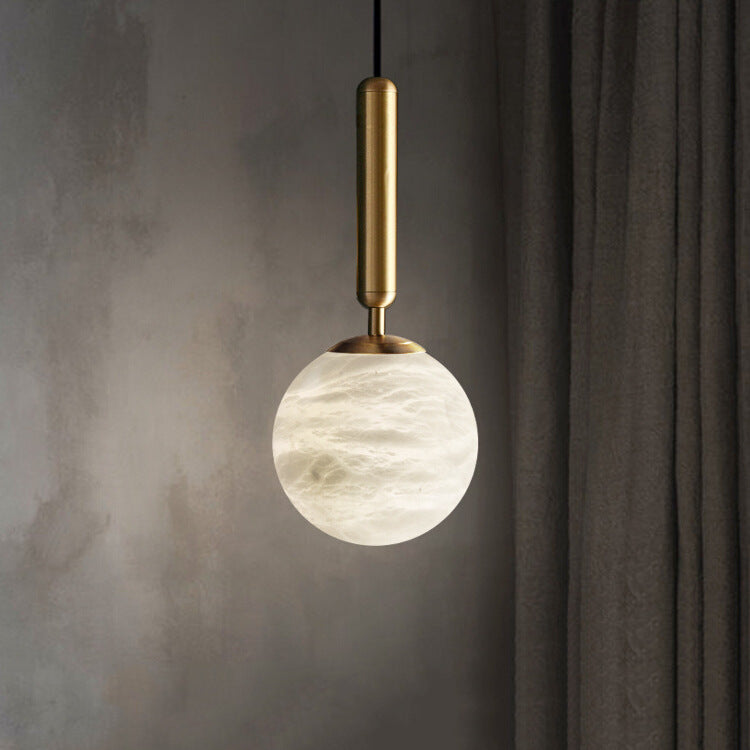 Modern Luxury Globe Metal Marble LED Pendant Light For Bedroom