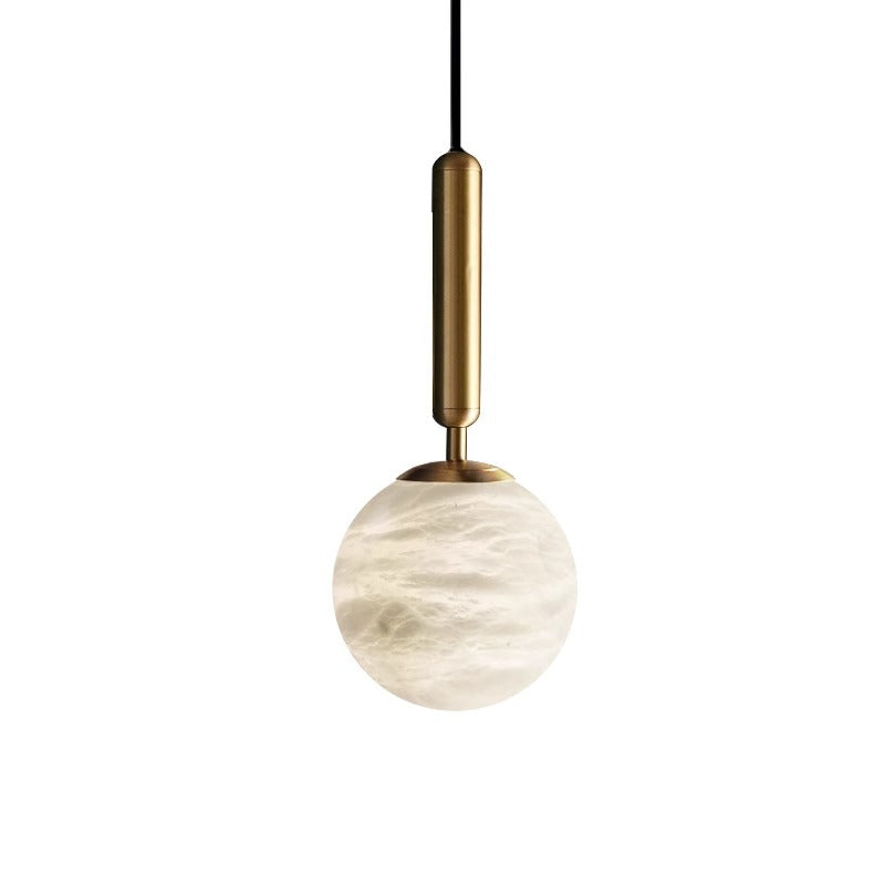 Modern Luxury Globe Metal Marble LED Pendant Light For Bedroom