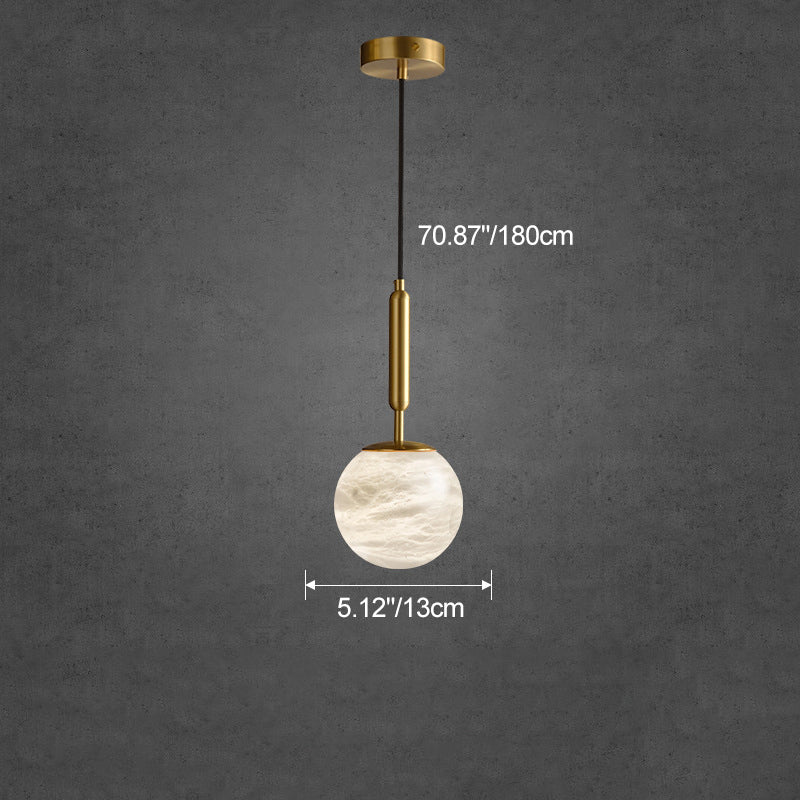 Modern Luxury Globe Metal Marble LED Pendant Light For Bedroom