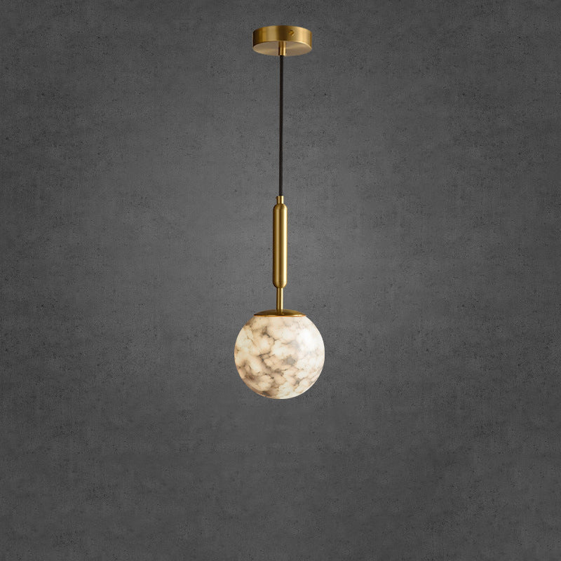 Modern Luxury Globe Metal Marble LED Pendant Light For Bedroom