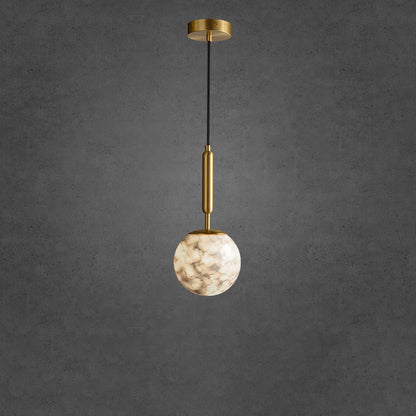 Modern Luxury Globe Metal Marble LED Pendant Light For Bedroom