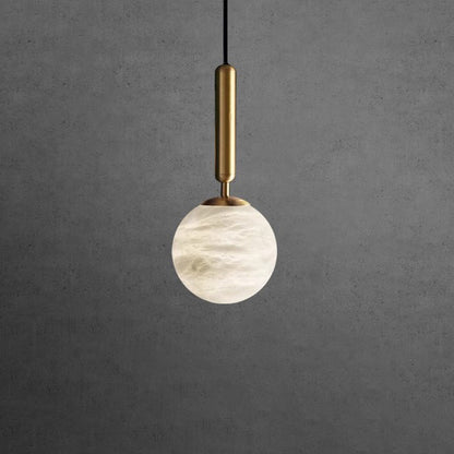 Modern Luxury Globe Metal Marble LED Pendant Light For Bedroom
