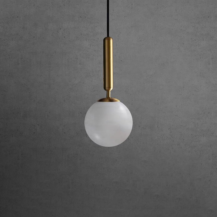 Modern Luxury Globe Metal Marble LED Pendant Light For Bedroom