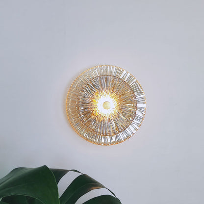 Modern Luxury Round Metal Glass LED Wall Sconce Lamp For Living Room