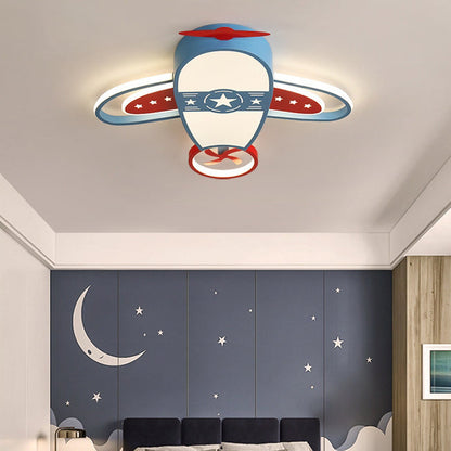 Modern Eclectic Kids Airplane Acrylic LED Flush Mount Ceiling Light For Bedroom