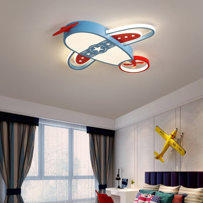 Modern Eclectic Kids Airplane Acrylic LED Flush Mount Ceiling Light For Bedroom