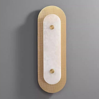 Modern Luxury Oval Copper Marble 1-Light Wall Sconce Lamp For Living Room