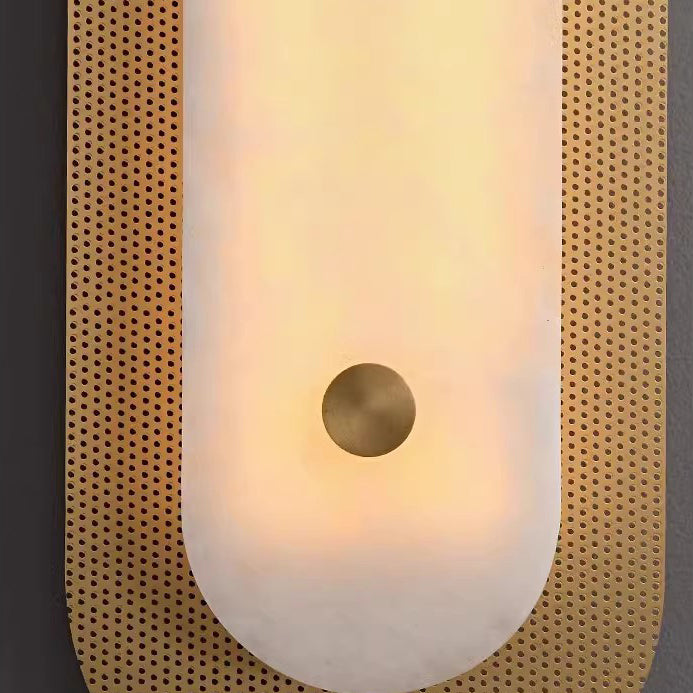 Modern Luxury Oval Copper Marble 1-Light Wall Sconce Lamp For Living Room