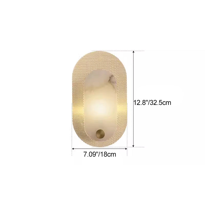 Modern Luxury Oval Copper Marble 1-Light Wall Sconce Lamp For Living Room