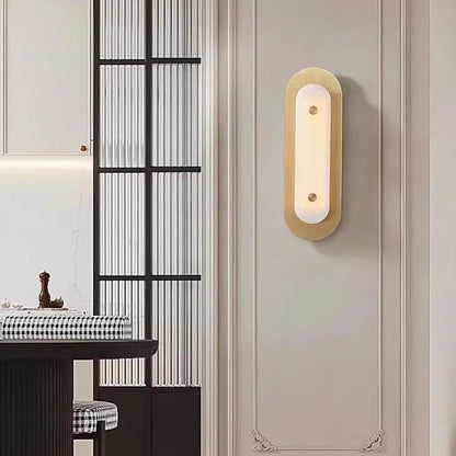 Modern Luxury Oval Copper Marble 1-Light Wall Sconce Lamp For Living Room