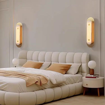Modern Luxury Oval Copper Marble 1-Light Wall Sconce Lamp For Living Room