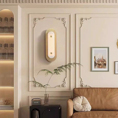 Modern Luxury Oval Copper Marble 1-Light Wall Sconce Lamp For Living Room